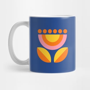 Minimalist Floral in Blue and Orange Mug